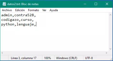 Archivo de texto que guarda los datos de cada usuario