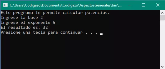 Ejemplo del calculo de potencias sin pow en C++