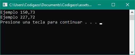 Primer ejemplo compilado, utilizando coma en C++.