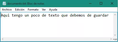 Archivo de texto que contiene texto guardado con la funcion fprintf.