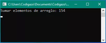 Ejemplo de suma de los numeros dentro de un arreglo.