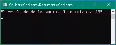 Codigo para sumar los elementos de una matriz.